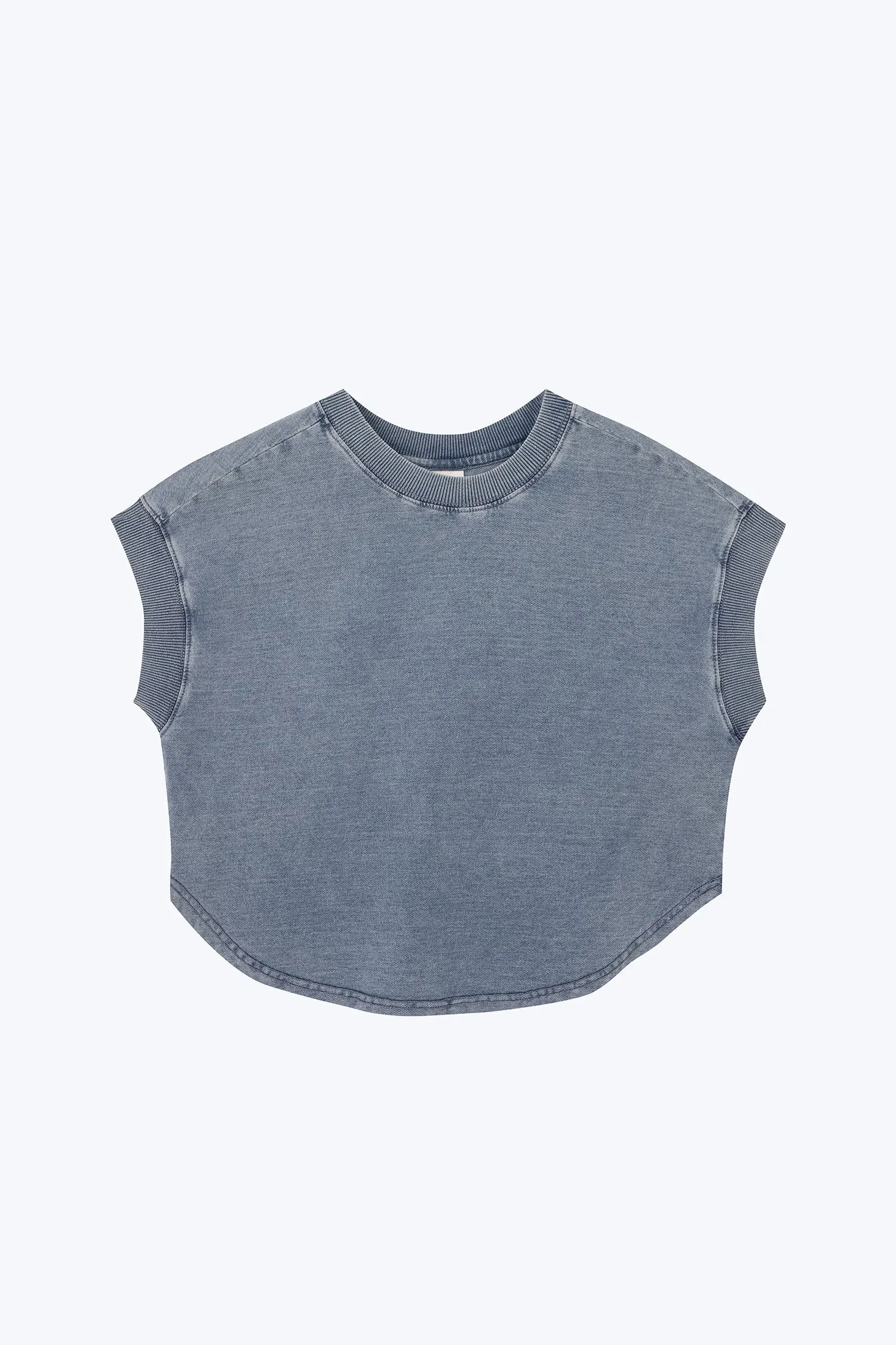 Denim Ribbed Collar Tee - Denim All Season Fit