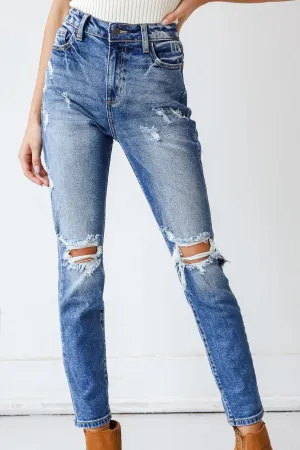 Caroline Distressed Mom Jeans Modern Attire