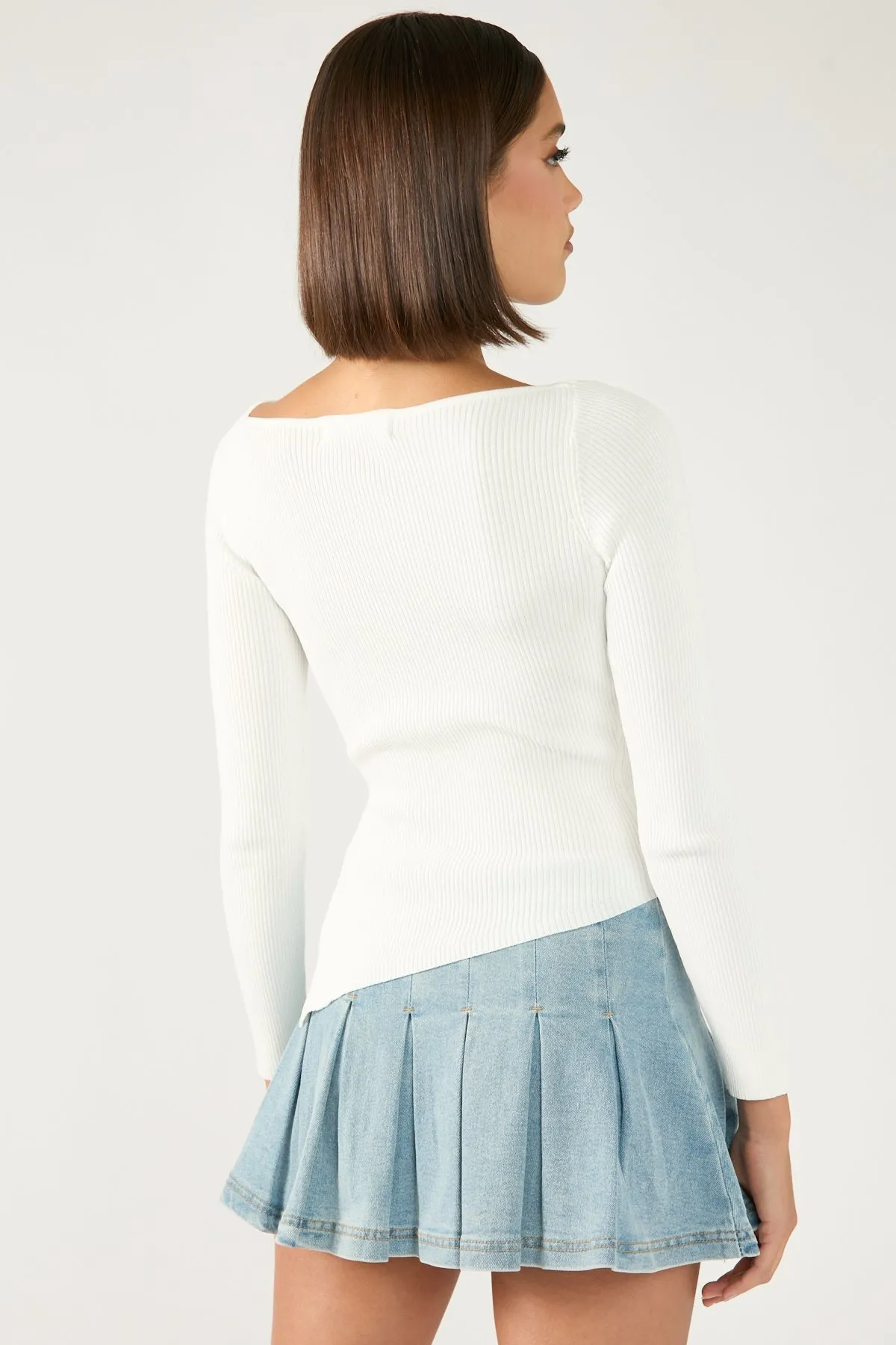 Perfect Stranger Georgie Pleated Denim Mini Skirt Light Blue Denim Smooth Look