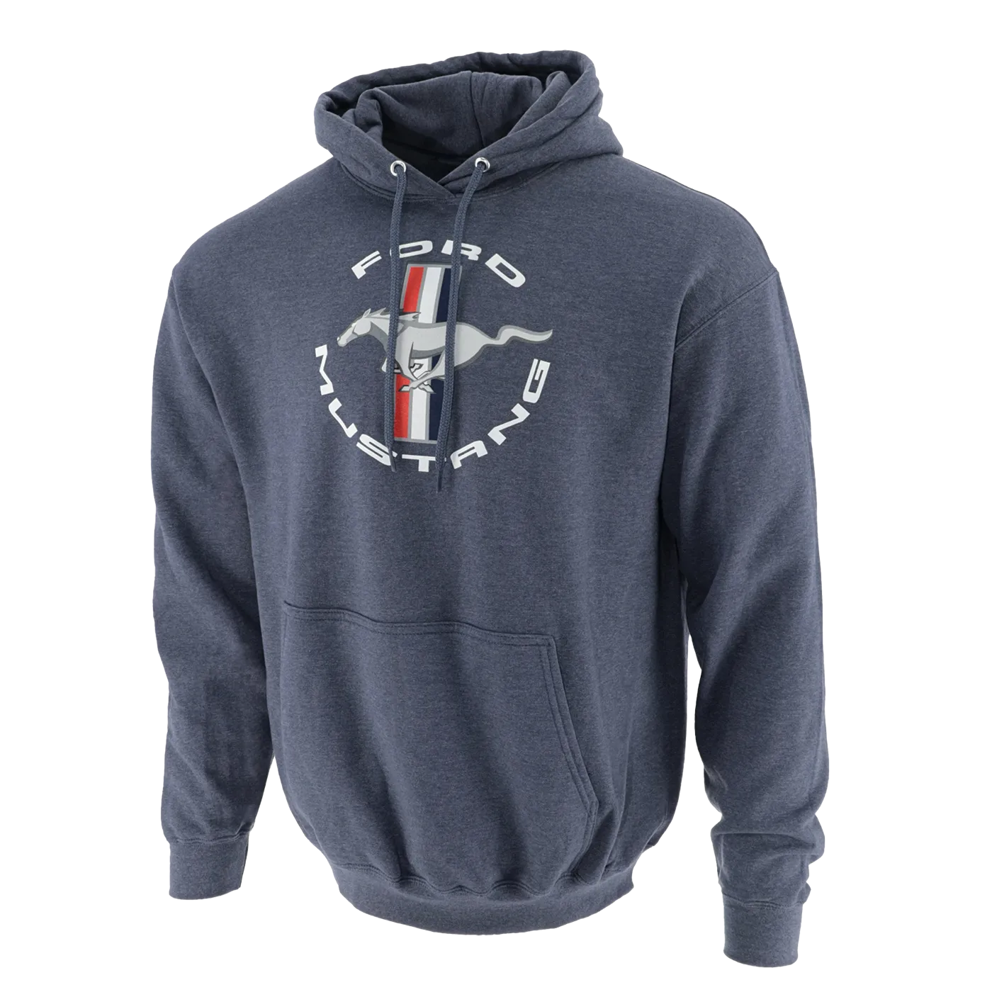 Ford Mustang Tribar Blue Mens Fleece Pullover Hoodie Casual Layer