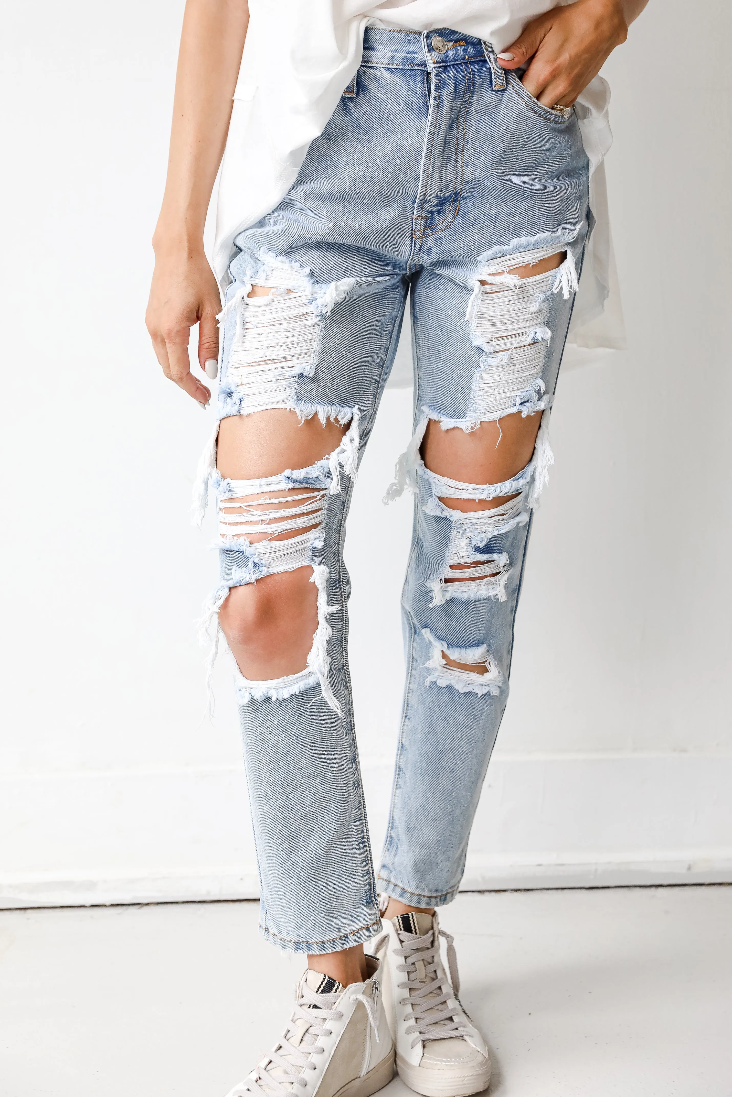 FINAL SALE - Only The Best Distressed Mom Jeans Daily Attire High Quality Eco Friendly