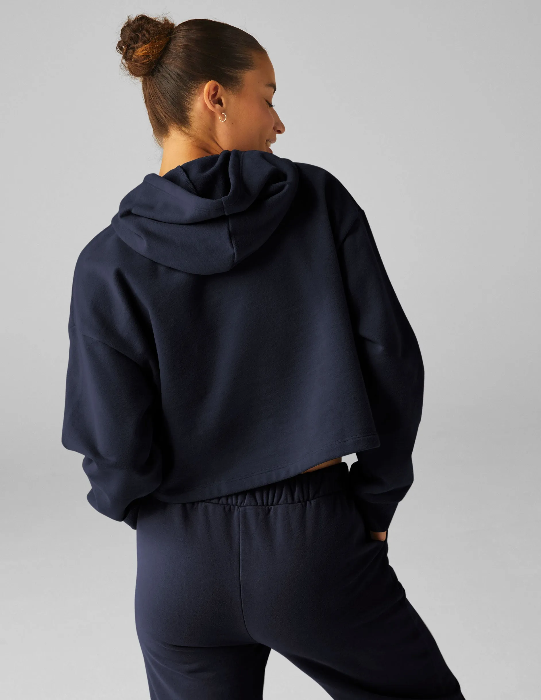 Unisex Travel Wear LuxeFleece Happiness Cropped Hoodie