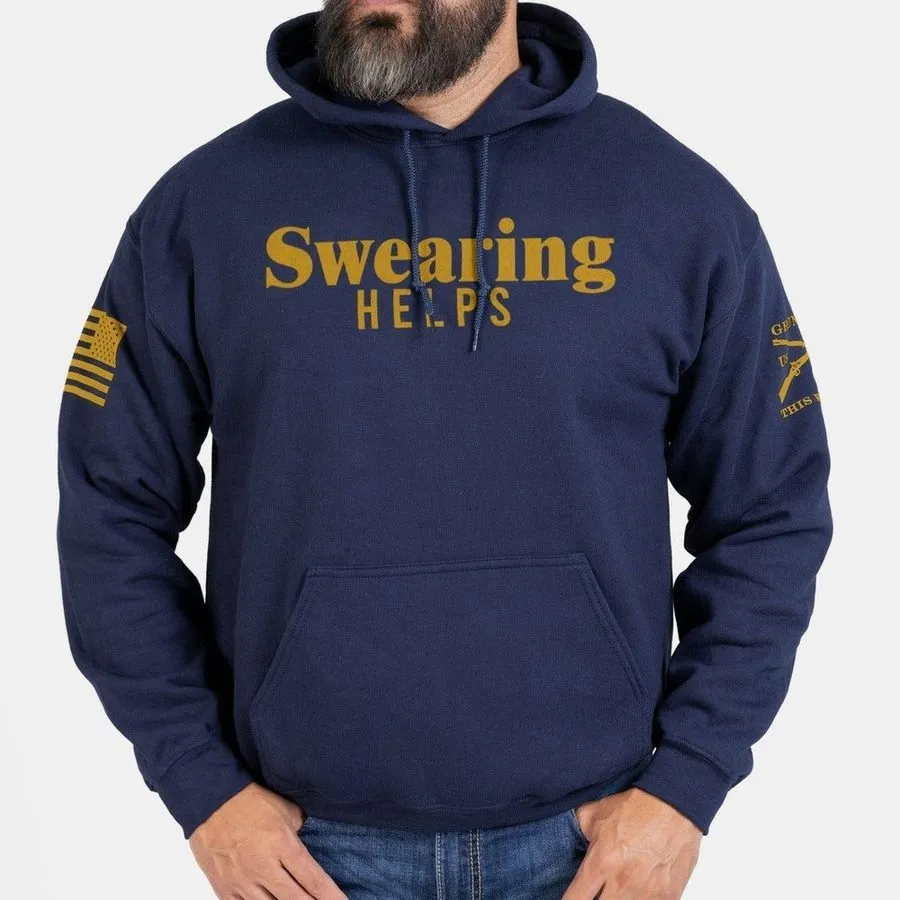 Swearing Helps Hoodie - Navy Polka Dot Adult Size