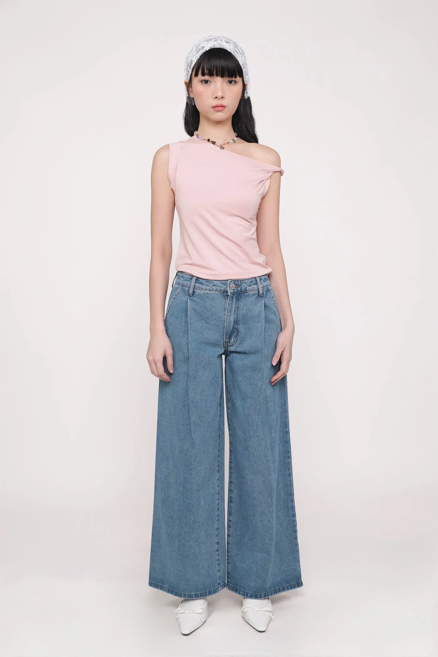 Mateo Wide Leg Denim Jeans Formal Adult Fashion Flexible Waistband Construction