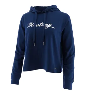 Ford Mustang Womens Dark Blue Foil Script Hoodie product running suitable speed