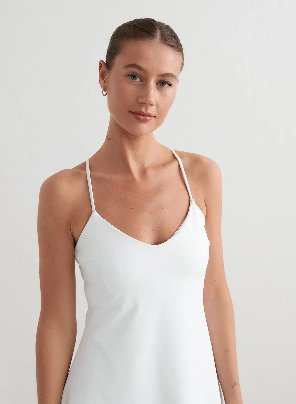 hypoallergenic material White Sense Strap Dress