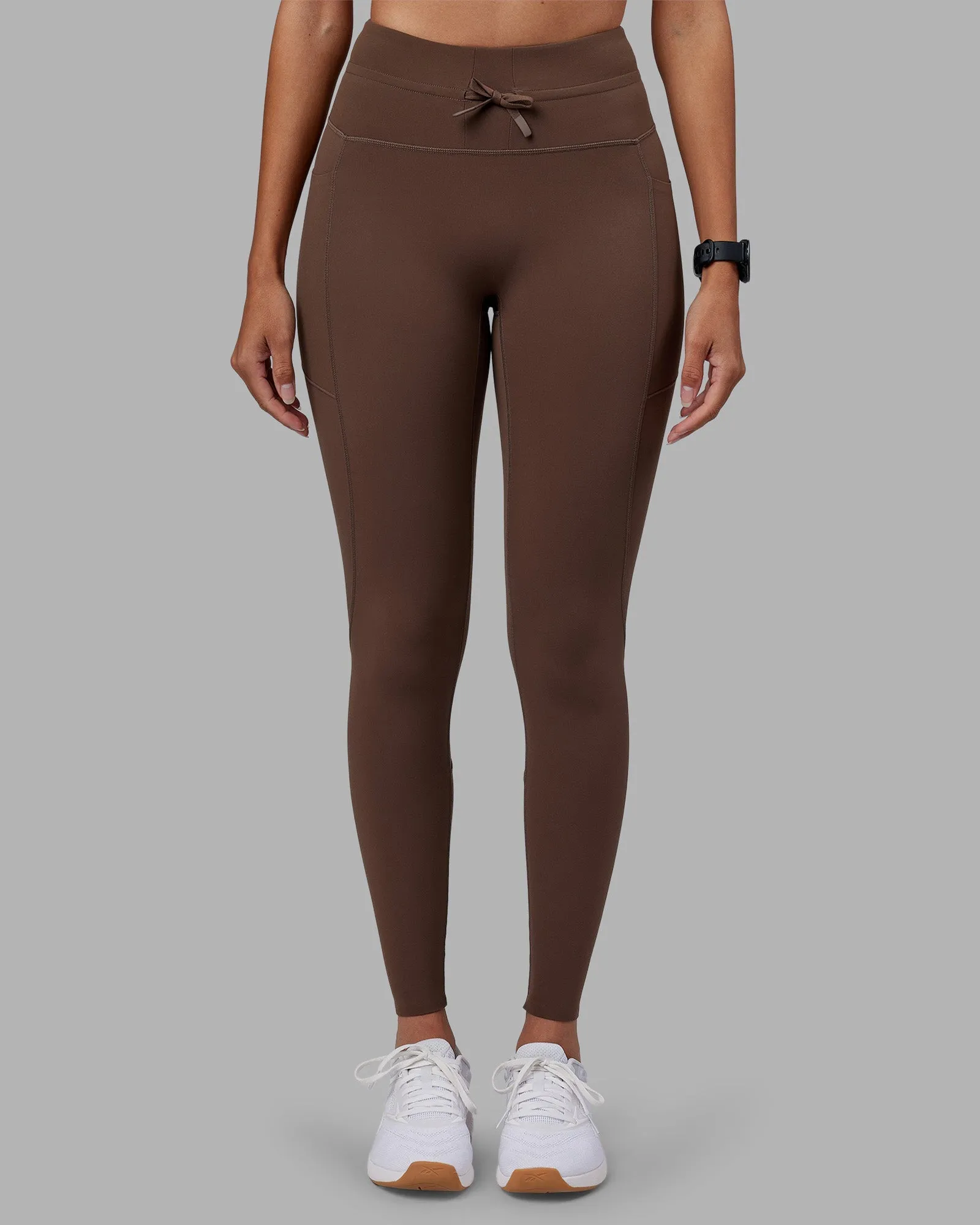 Lightweight Design Flexible Comfort Effortless Drawstring Ultra High-Rise Full Length Legging Pockets - Chocolate Martini