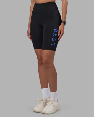 Quick Dry Wear Chafe Resistant Seams Rep Ultra High-Rise 9" Short Pockets - Black-Power Cobalt