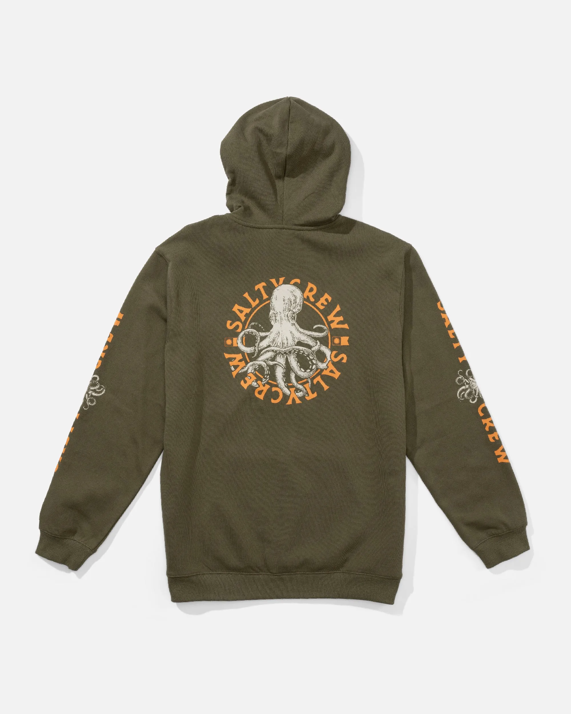 Oversized Design Tentacles Fleece Hoodie - Dusty Olive