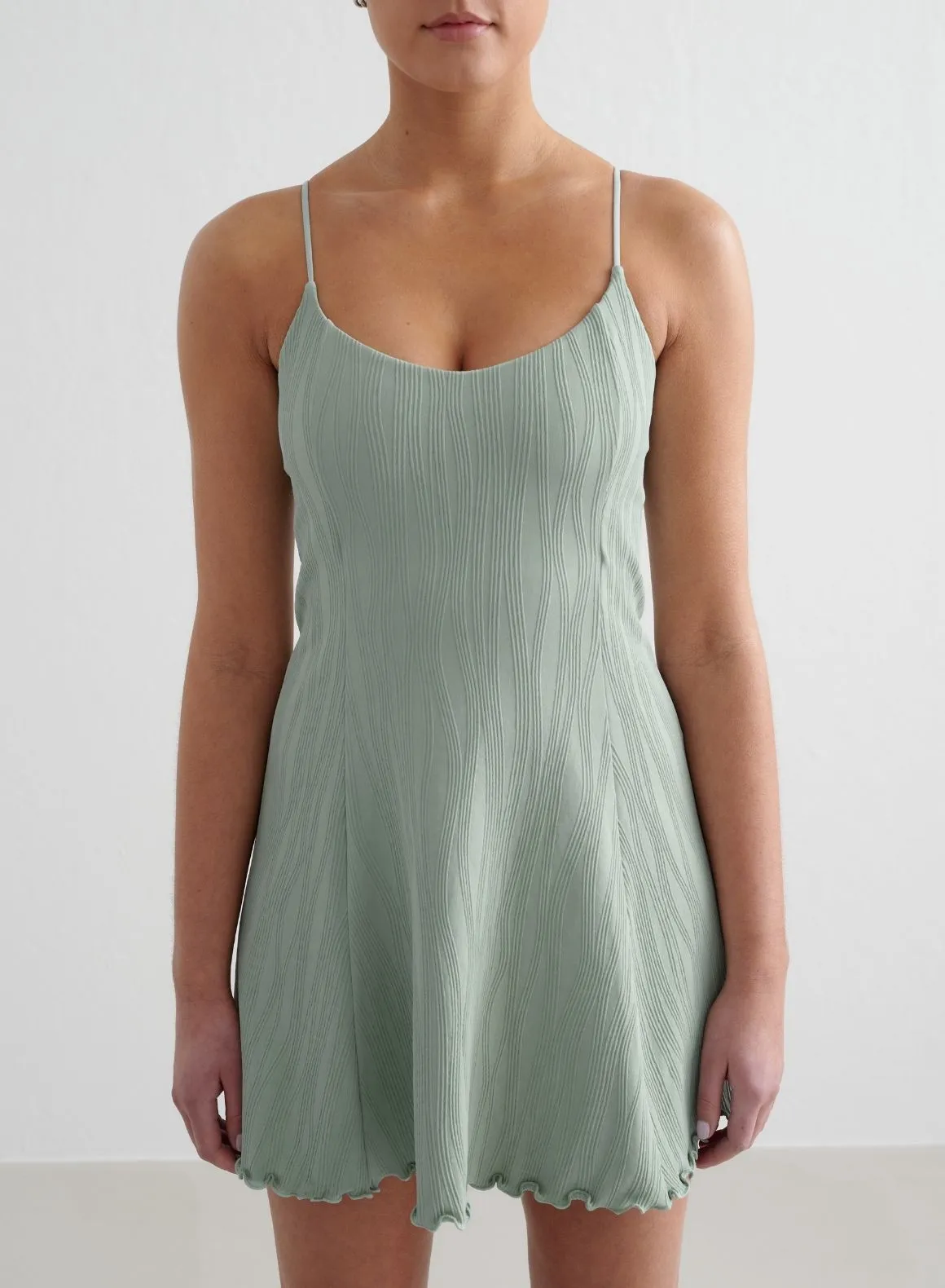 Aqua Tulip Dress Basic Layers Sleek Vibe