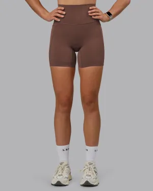 Elixir Ultra High-Rise 6" Short Pockets - Chocolate Martini Anti Snag Fabric Semi-formal
