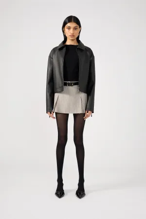 Hemp Blend Perfect Stranger Monica Box Pleat Skort Grey Stripe