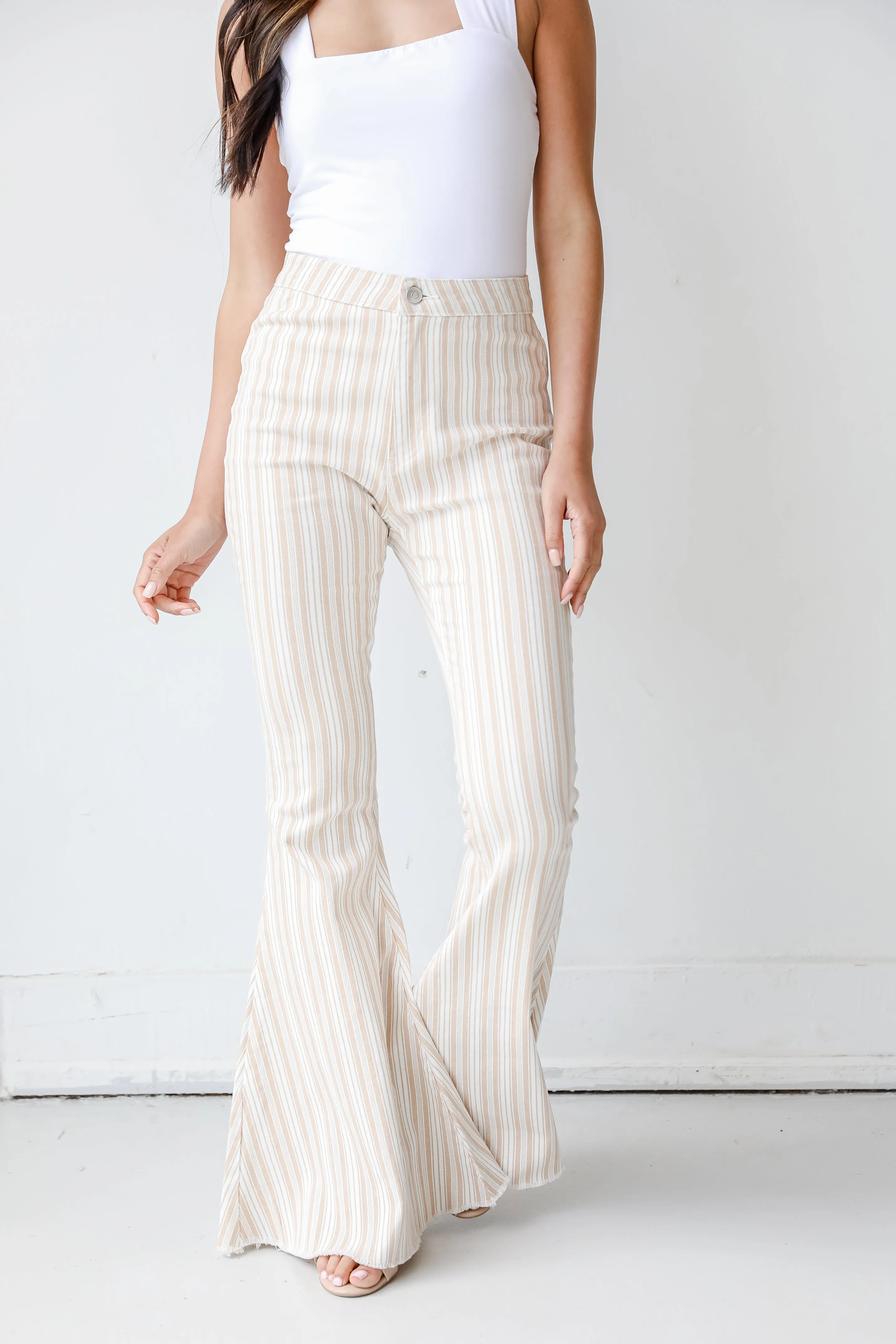 Breathable Feel FINAL SALE - Take Your Chances Striped Flare Jeans