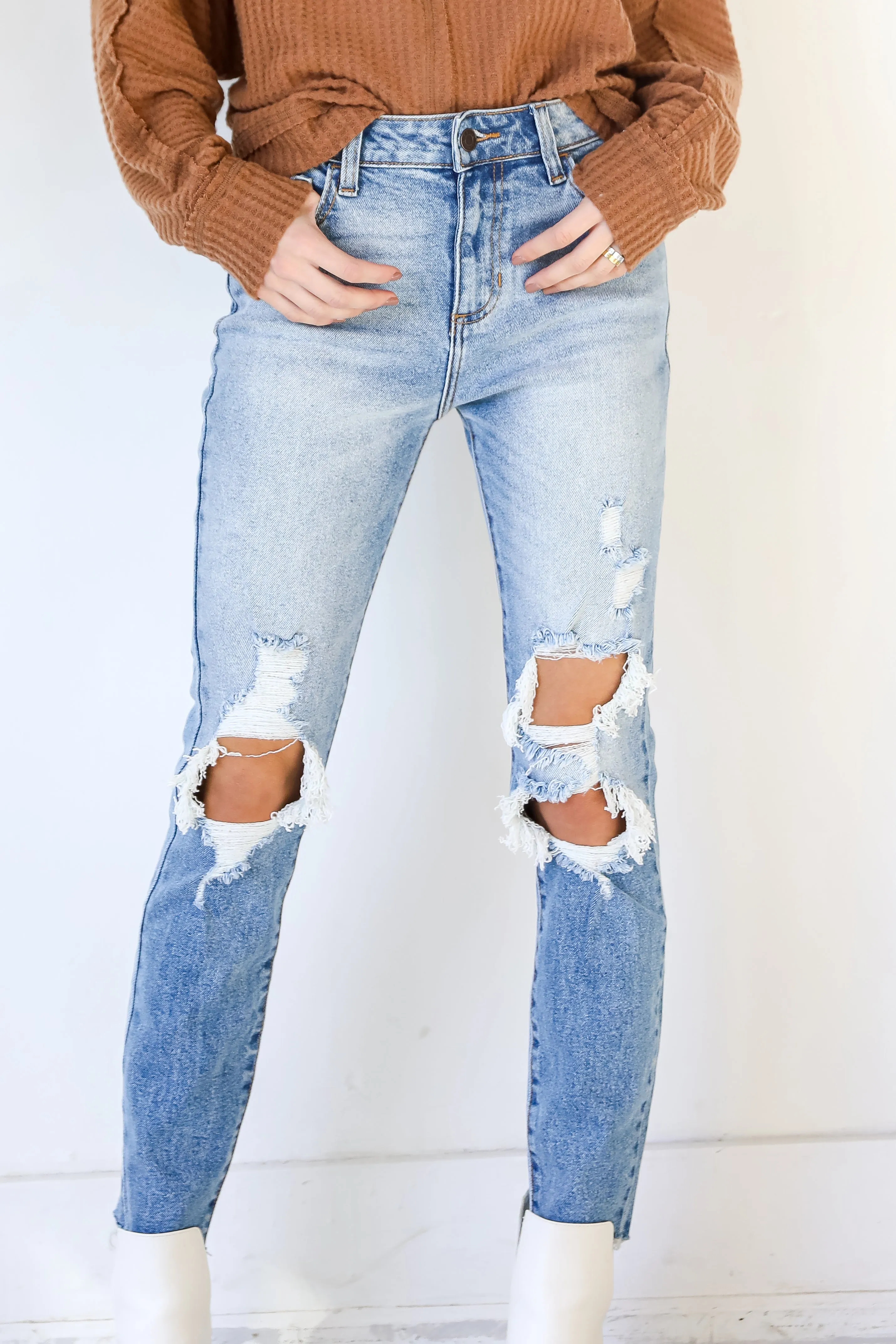 Breathable Denim Marisa Distressed Skinny Jeans
