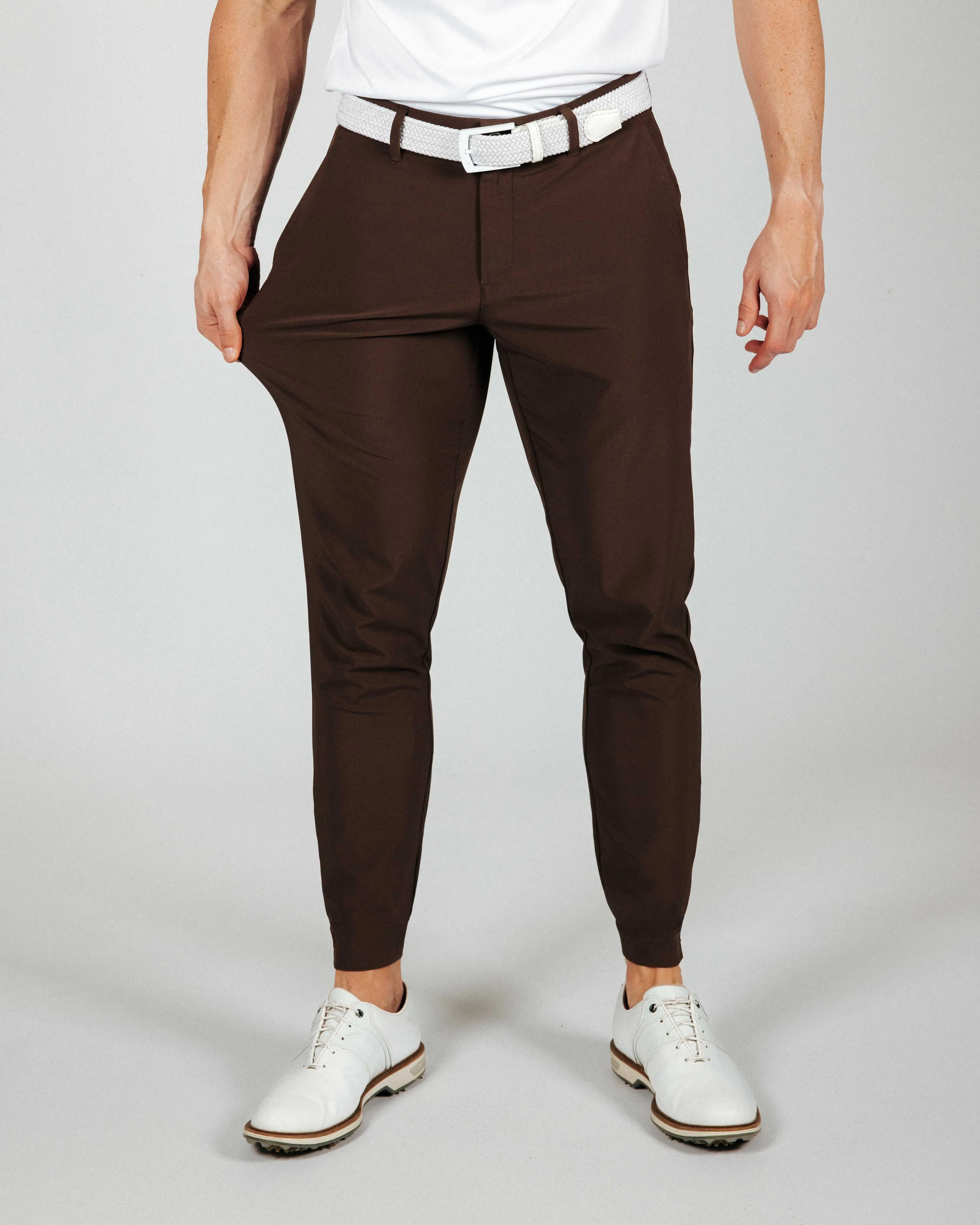 Men's Brown Golf Jogger Comfort Stretch Pants Capri