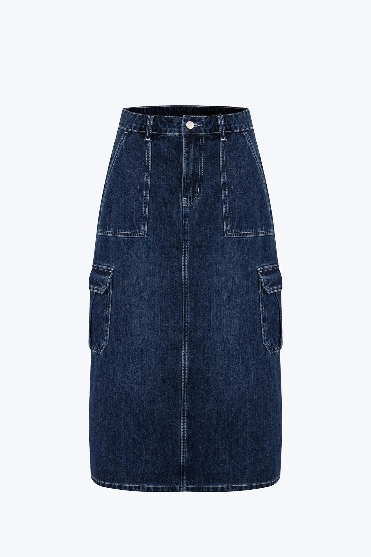 Denim Cargo Skirt - Dark Denim [AT] Daily Favorite Durable Fabric
