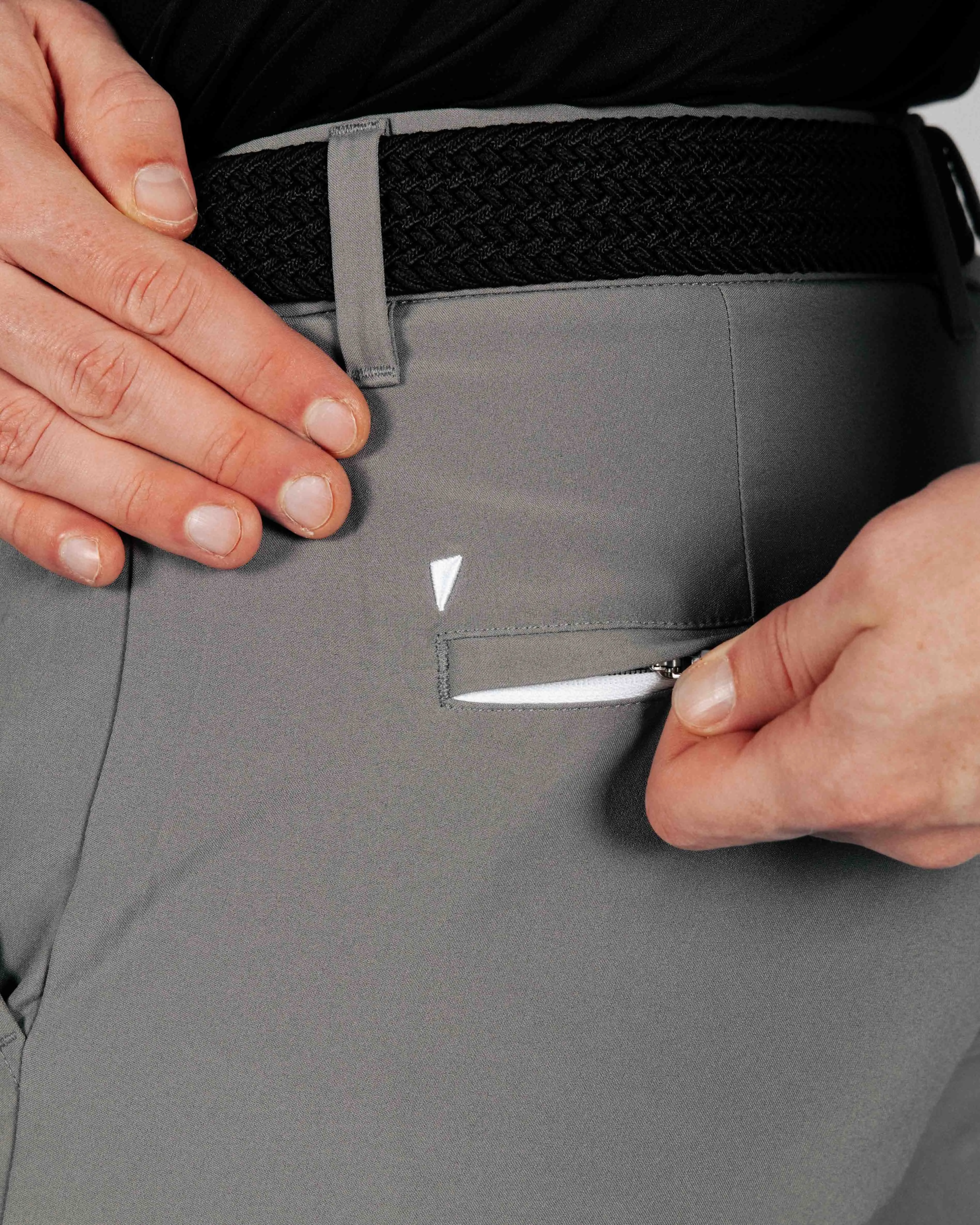 Men's Ash Gray Golf Jogger Multi Pocket Design Gym Tights Capri