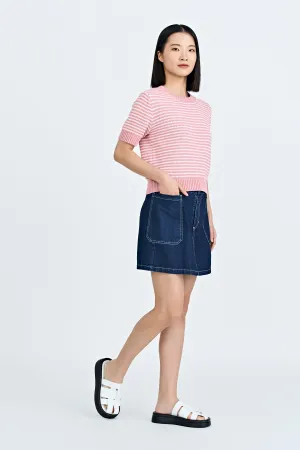 Versatile Look Patch Pocket Skort - Dark Denim