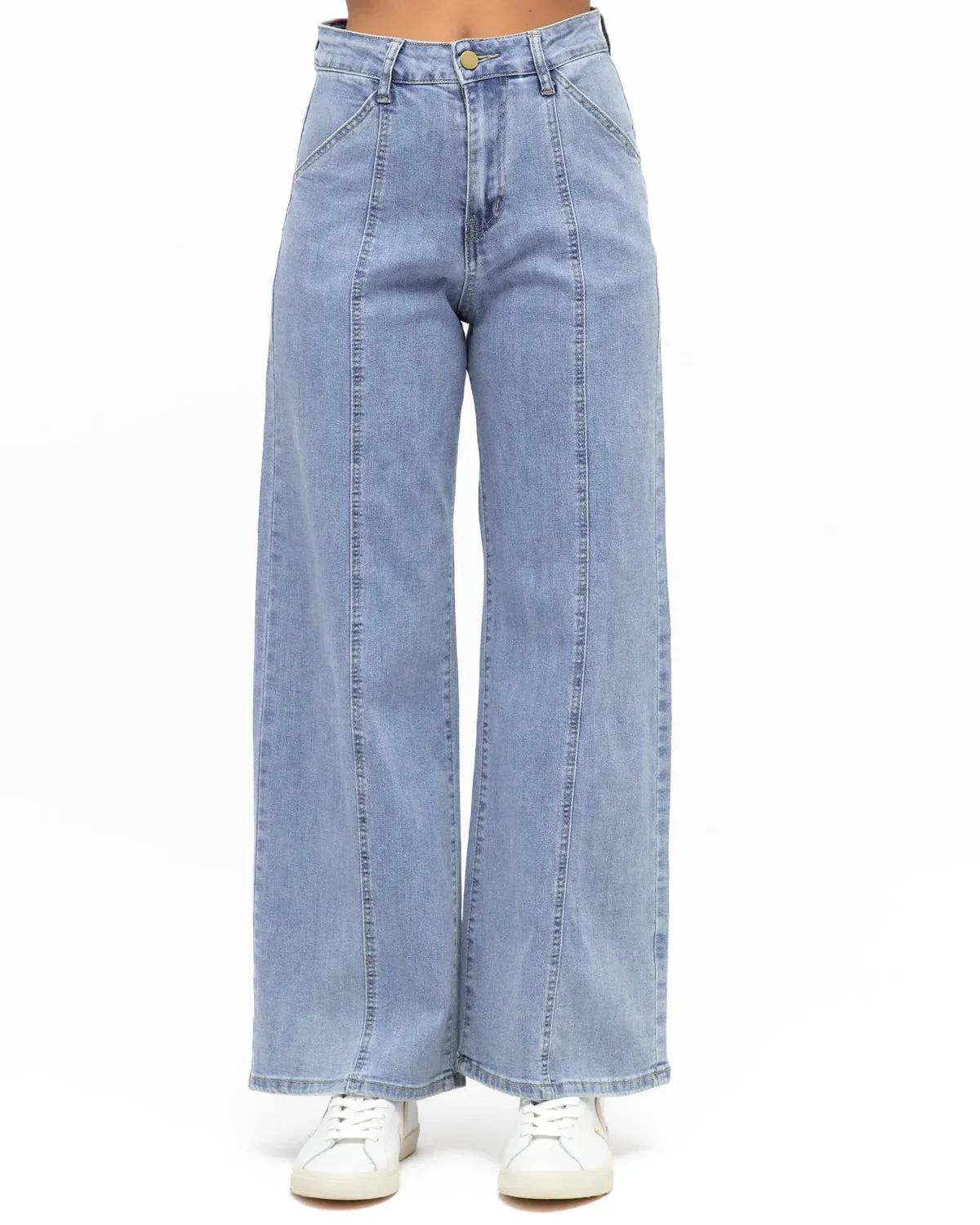 Label of Love - Wide Leg Straight Jeans - Light Wash Abrasion Resistance
