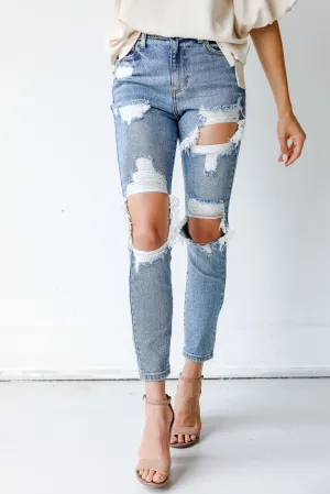FINAL SALE - Lainey Distressed Mom Jeans Everyday Use