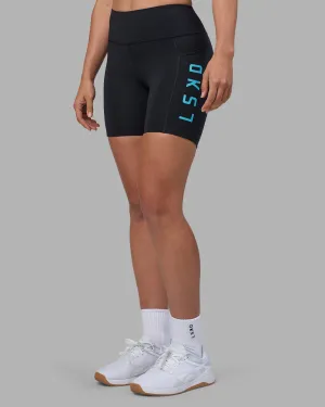 Rep Ultra High-Rise 6" Short Pockets - Black-Blue Atoll Vegan Leather Comfy Style